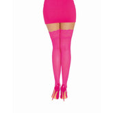Dreamgirl Thigh High Silicone Stockings Neon Pink Hosiery
